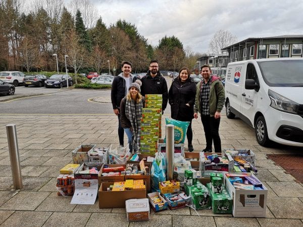 Atelier's Christmas Campaign 2018 the team with all the donations for southampton city mission
